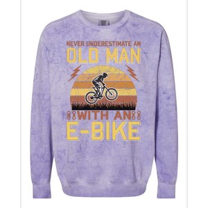 Never Underestimate An Old Man With An Ebike Colorblast Crewneck Sweatshirt