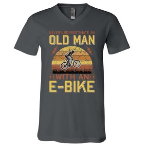 Never Underestimate An Old Man With An Ebike V-Neck T-Shirt