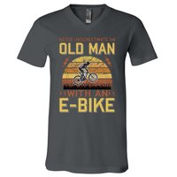 Never Underestimate An Old Man With An Ebike V-Neck T-Shirt