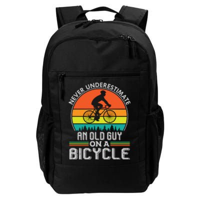 Never Underestimate An Old Guy On A Bicycle Gift Vintage Cyling Daily Commute Backpack