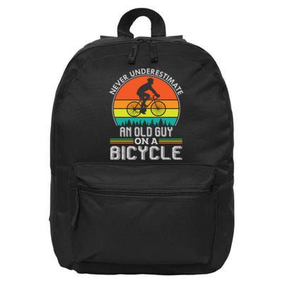 Never Underestimate An Old Guy On A Bicycle Gift Vintage Cyling 16 in Basic Backpack