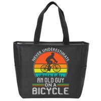 Never Underestimate An Old Guy On A Bicycle Gift Vintage Cyling Zip Tote Bag