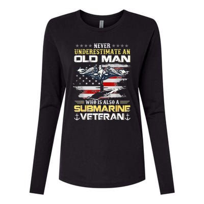 Never Underestimate An Old Man Submarines Veteran Patriotic Womens Cotton Relaxed Long Sleeve T-Shirt