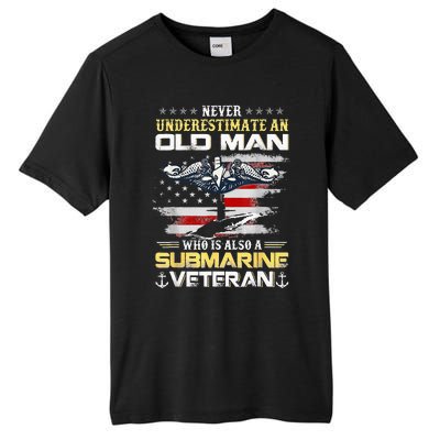 Never Underestimate An Old Man Submarines Veteran Patriotic Tall Fusion ChromaSoft Performance T-Shirt