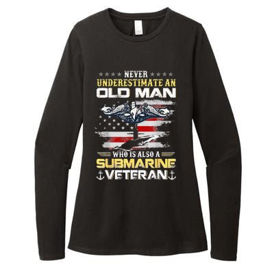 Never Underestimate An Old Man Submarines Veteran Patriotic Womens CVC Long Sleeve Shirt