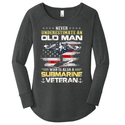 Never Underestimate An Old Man Submarines Veteran Patriotic Women's Perfect Tri Tunic Long Sleeve Shirt