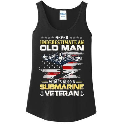 Never Underestimate An Old Man Submarines Veteran Patriotic Ladies Essential Tank