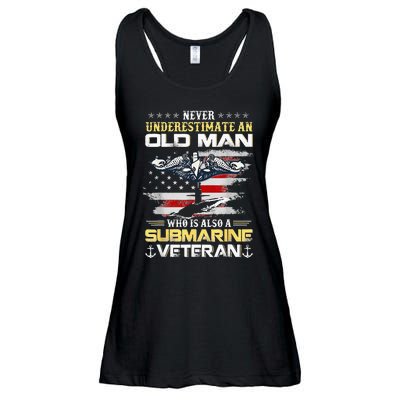 Never Underestimate An Old Man Submarines Veteran Patriotic Ladies Essential Flowy Tank