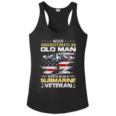 Never Underestimate An Old Man Submarines Veteran Patriotic Ladies PosiCharge Competitor Racerback Tank