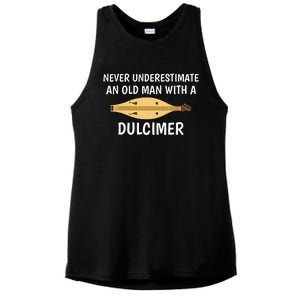 Never Underestimate An Old Man Appalachian Dulcimer Ladies PosiCharge Tri-Blend Wicking Tank