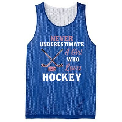 Never Underestimate A Who Loves Hockey Gift Mesh Reversible Basketball Jersey Tank