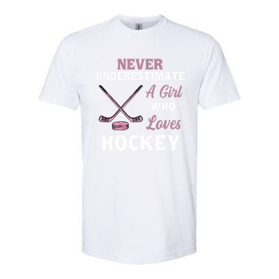 Never Underestimate A Who Loves Hockey Gift Softstyle® CVC T-Shirt