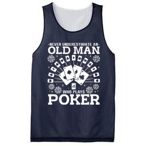 Never Underestimate An Old Man Who Plays Poker Mesh Reversible Basketball Jersey Tank