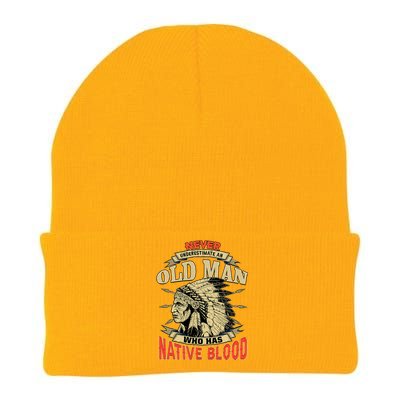 Never Underestimate An Old Man Who Has Native Blood Knit Cap Winter Beanie