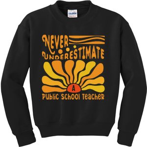 Never Underestimate A Public School Teacher Harris Walz Kids Sweatshirt