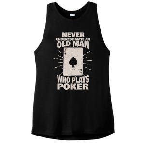 Never Underestimate An Old Man Who Plays Poker Ladies PosiCharge Tri-Blend Wicking Tank