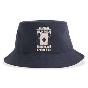 Never Underestimate An Old Man Who Plays Poker Sustainable Bucket Hat