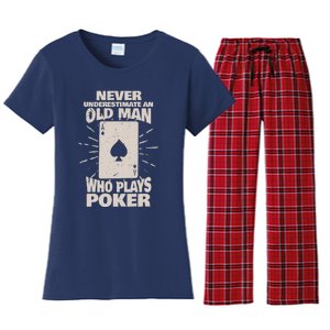 Never Underestimate An Old Man Who Plays Poker Women's Flannel Pajama Set