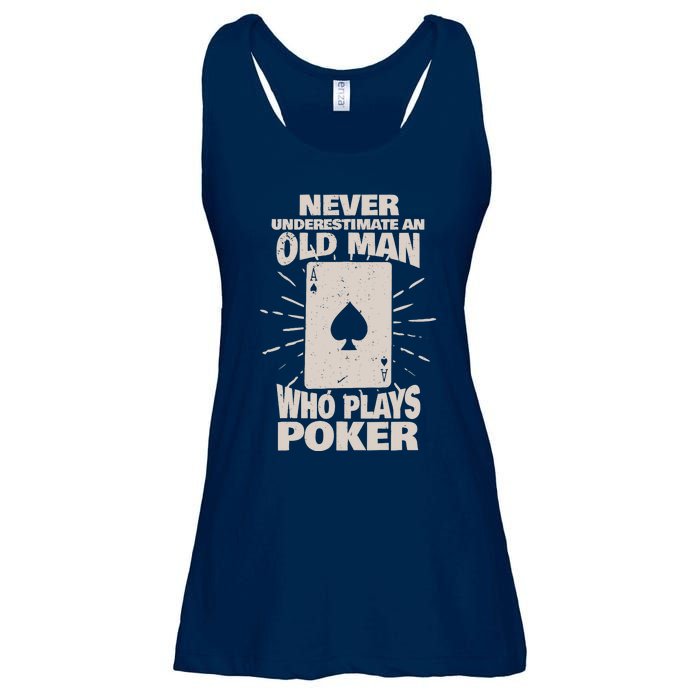 Never Underestimate An Old Man Who Plays Poker Ladies Essential Flowy Tank