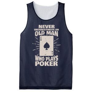 Never Underestimate An Old Man Who Plays Poker Mesh Reversible Basketball Jersey Tank