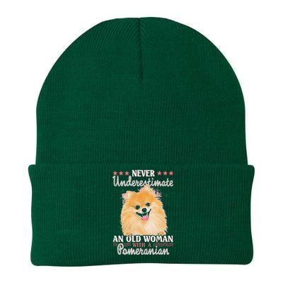 Never Underestimate An Old Woman With Pomeranian Knit Cap Winter Beanie