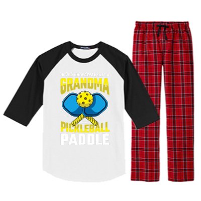 Never Underestimate A Pickleball Grandma Player Funny Cute Raglan Sleeve Pajama Set