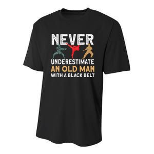 Never Underestimate An Old Man With A Black Belt Karate Youth Performance Sprint T-Shirt