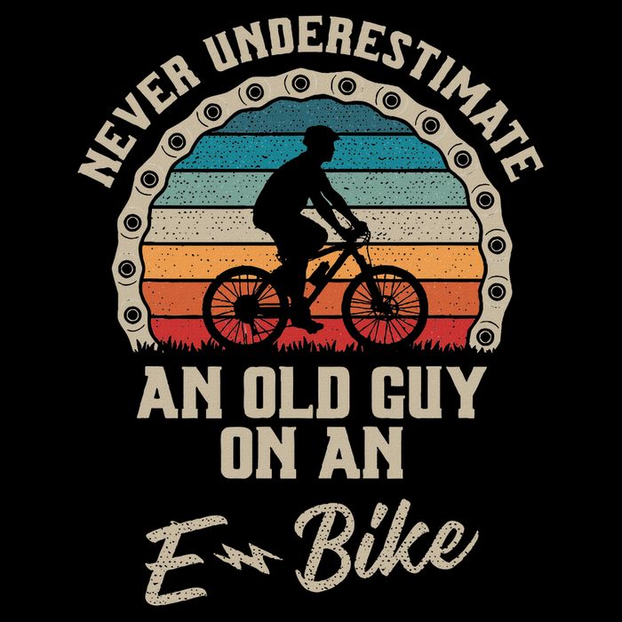 Never Underestimate An Old Guy On An E Bike Biking Cooling Performance Crew T-Shirt