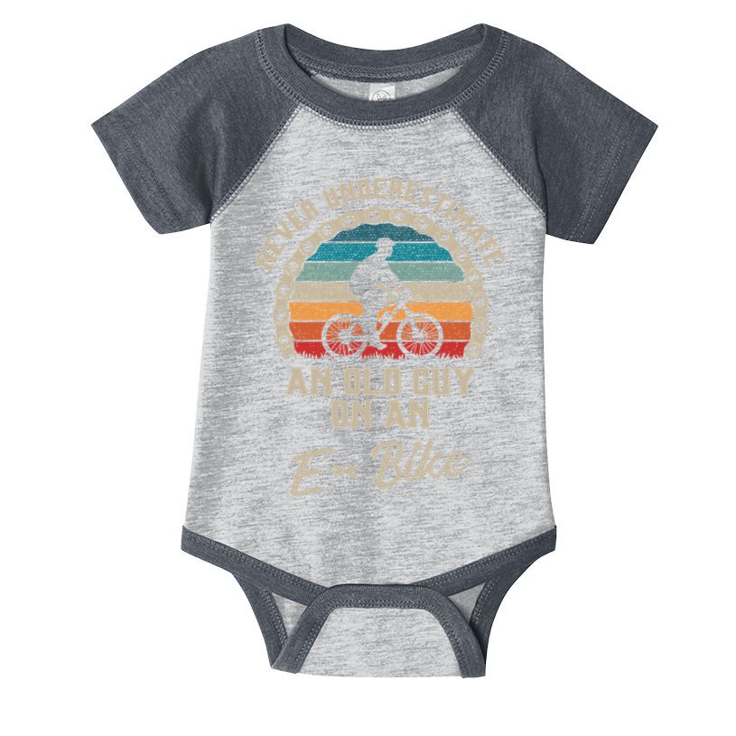 Never Underestimate An Old Guy On An E Bike Biking Infant Baby Jersey Bodysuit