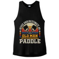 Never Underestimate An Old Man With A Pickleball Paddle Ladies PosiCharge Tri-Blend Wicking Tank