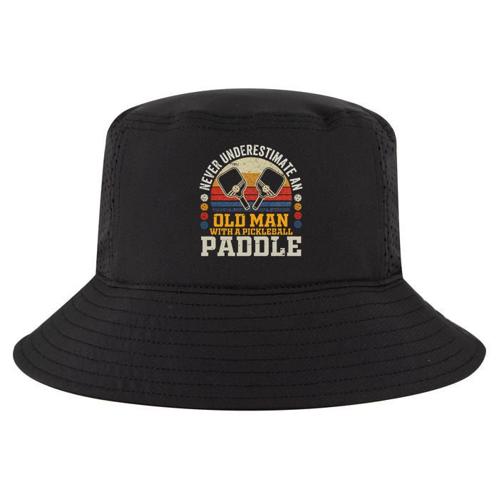 Never Underestimate An Old Man With A Pickleball Paddle Cool Comfort Performance Bucket Hat