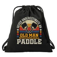 Never Underestimate An Old Man With A Pickleball Paddle Drawstring Bag