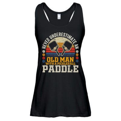 Never Underestimate An Old Man With A Pickleball Paddle Ladies Essential Flowy Tank