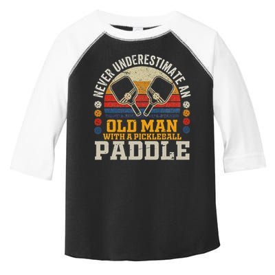 Never Underestimate An Old Man With A Pickleball Paddle Toddler Fine Jersey T-Shirt