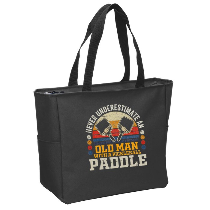 Never Underestimate An Old Man With A Pickleball Paddle Zip Tote Bag