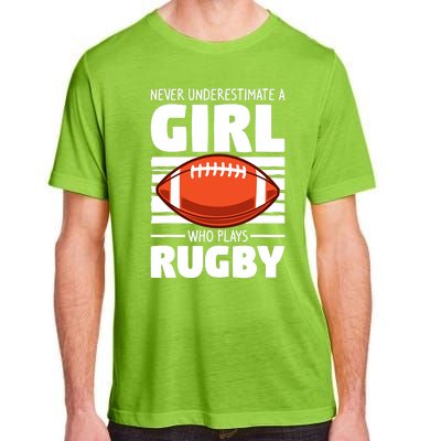 Never Underestimate A Girl Who Plays Rugby Adult ChromaSoft Performance T-Shirt