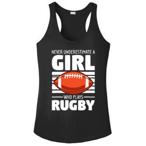 Never Underestimate A Girl Who Plays Rugby Ladies PosiCharge Competitor Racerback Tank