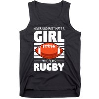 Never Underestimate A Girl Who Plays Rugby Tank Top