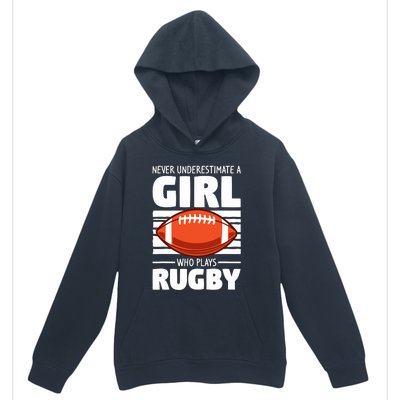 Never Underestimate A Girl Who Plays Rugby Urban Pullover Hoodie