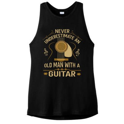 Never Underestimate An Old Man With A Guitar Acoustic Player Ladies PosiCharge Tri-Blend Wicking Tank