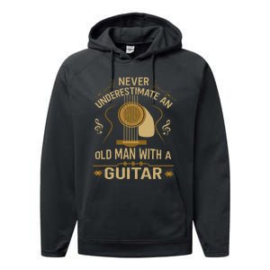 Never Underestimate An Old Man With A Guitar Acoustic Player Performance Fleece Hoodie