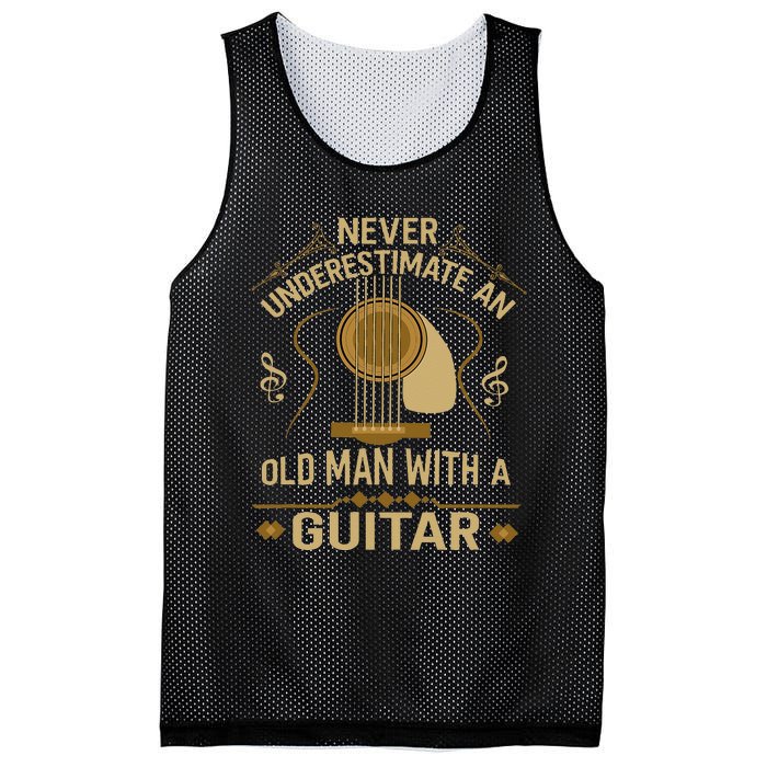 Never Underestimate An Old Man With A Guitar Acoustic Player Mesh Reversible Basketball Jersey Tank