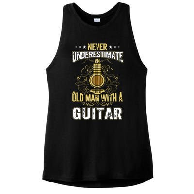 Never Underestimate An Old Man With A Guitar Acoustic Player Ladies PosiCharge Tri-Blend Wicking Tank