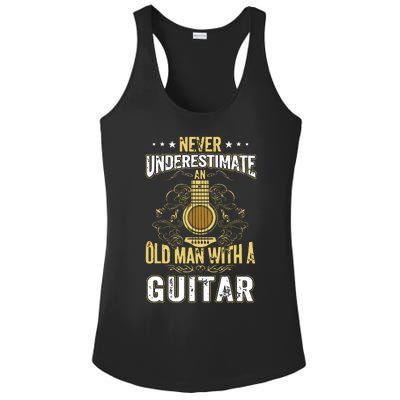 Never Underestimate An Old Man With A Guitar Acoustic Player Ladies PosiCharge Competitor Racerback Tank