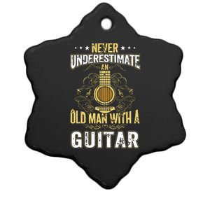 Never Underestimate An Old Man With A Guitar Acoustic Player Ceramic Star Ornament