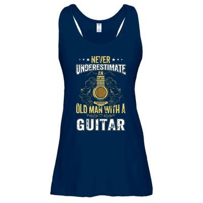 Never Underestimate An Old Man With A Guitar Acoustic Player Ladies Essential Flowy Tank