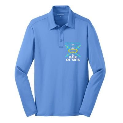 Never Underestimate An Old On A Pair Of Skis Ski Grandpa Cute Gift Silk Touch Performance Long Sleeve Polo