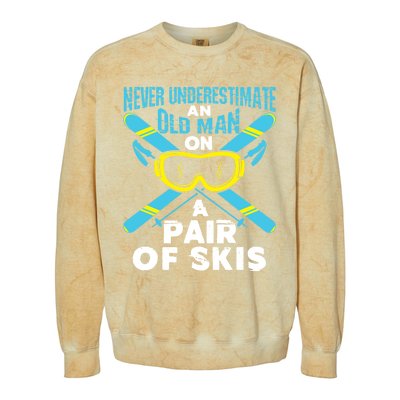 Never Underestimate An Old On A Pair Of Skis Ski Grandpa Cute Gift Colorblast Crewneck Sweatshirt