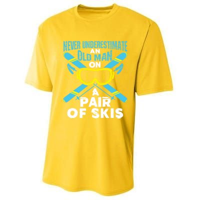 Never Underestimate An Old On A Pair Of Skis Ski Grandpa Cute Gift Performance Sprint T-Shirt