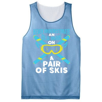 Never Underestimate An Old On A Pair Of Skis Ski Grandpa Cute Gift Mesh Reversible Basketball Jersey Tank